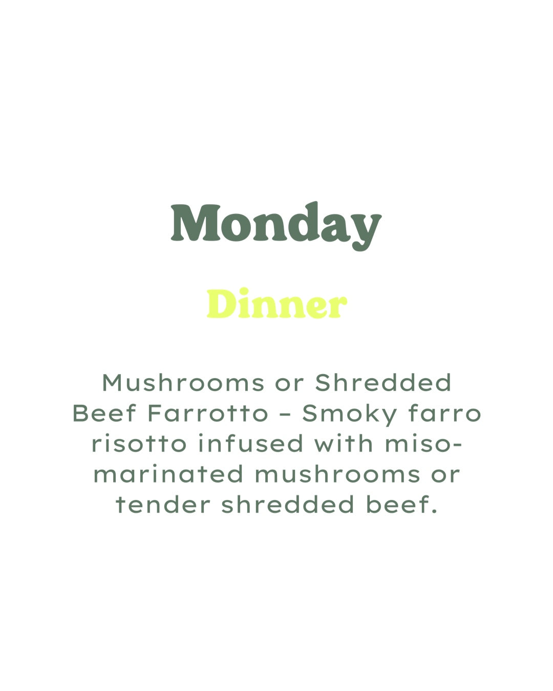 5 Day Dinner Plan